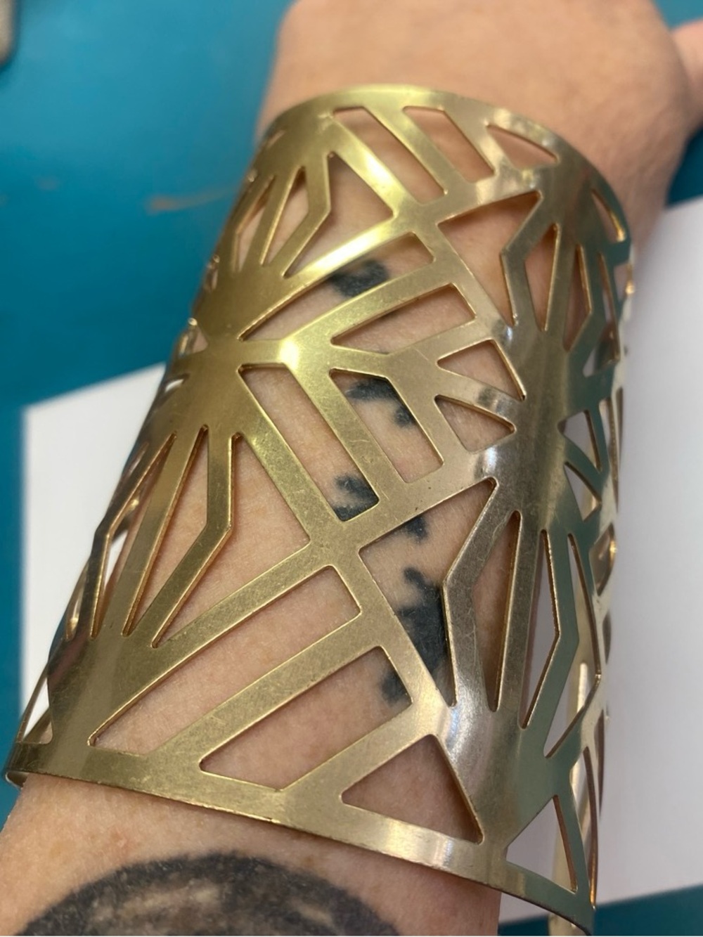 Gold tone Geometric Cuff Bracelet - Unbranded
